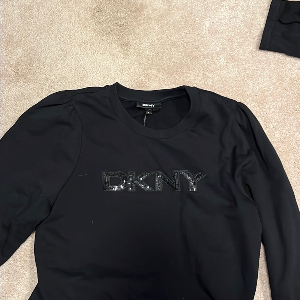 DKNY Black Sequin Logo Sweatshirt women’s